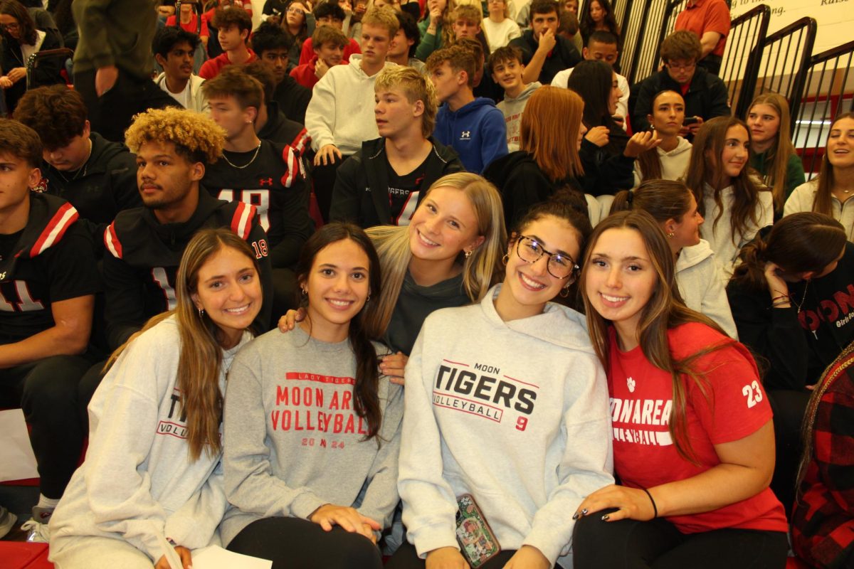 Senior volleyball players getting ready to play the pizza relay