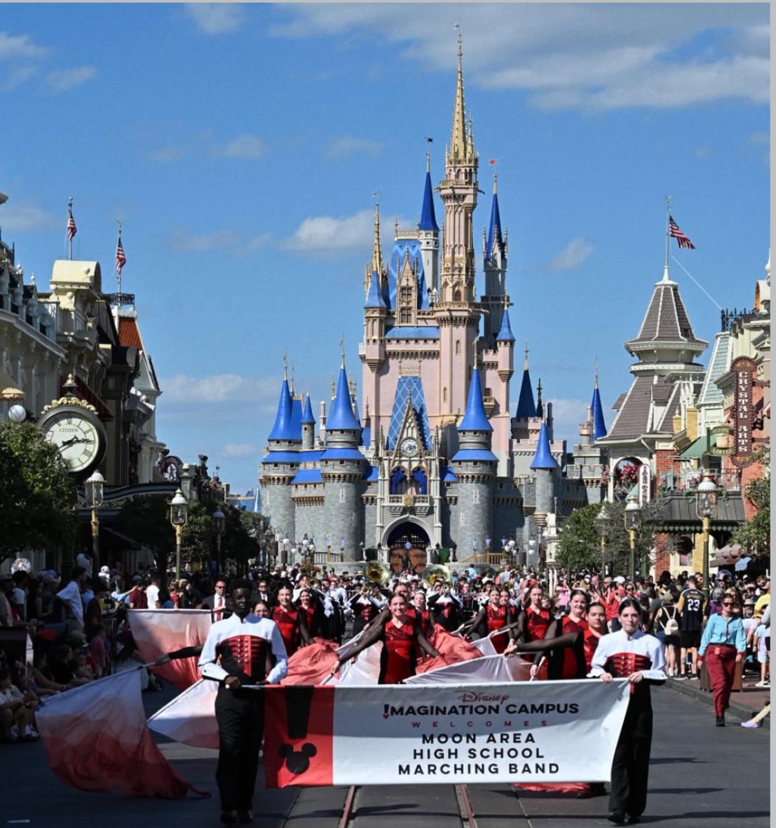 Moon band marching down Main Street at Magic Kingdom